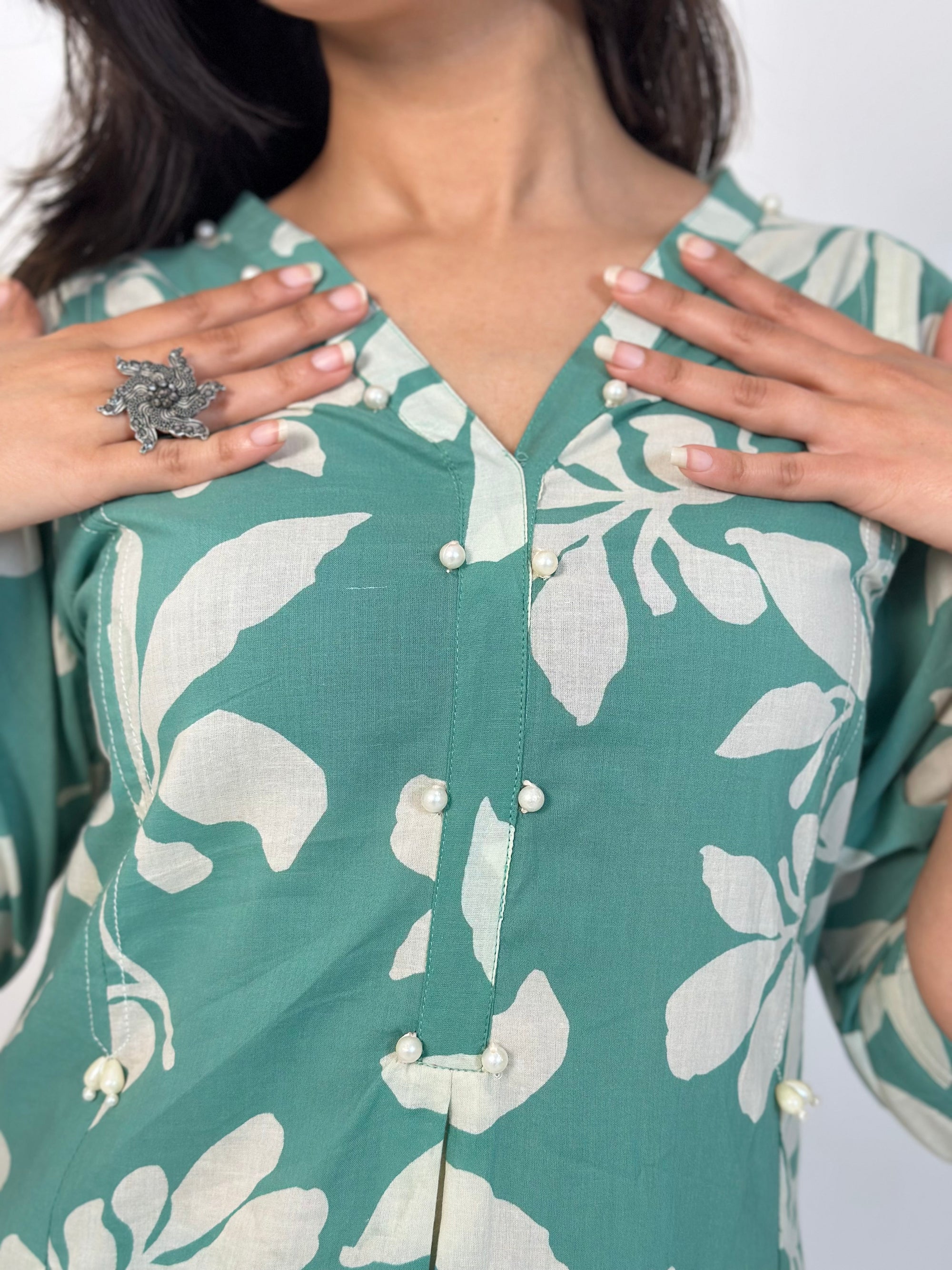 Sea Green Cotton Co-ord Set