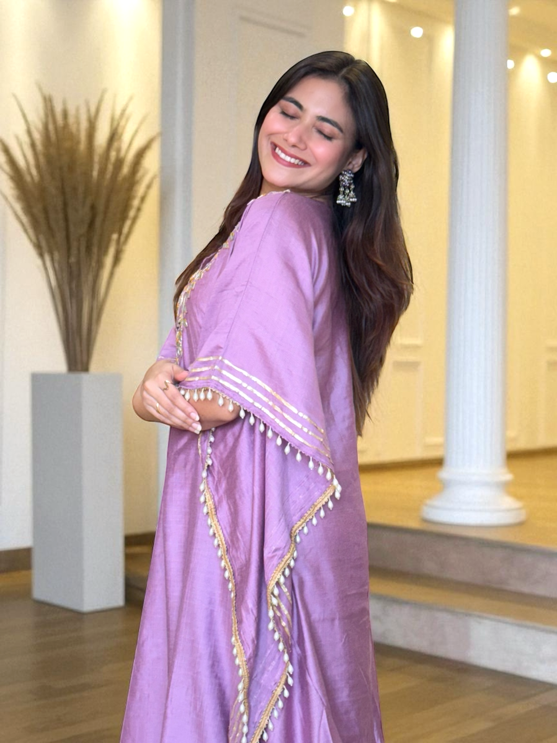 Lilac Kaftan Set-Hand Embroidered