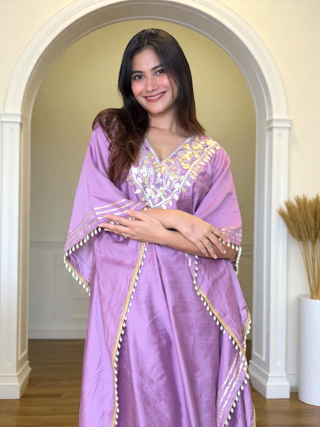 Lilac Kaftan Set-Hand Embroidered