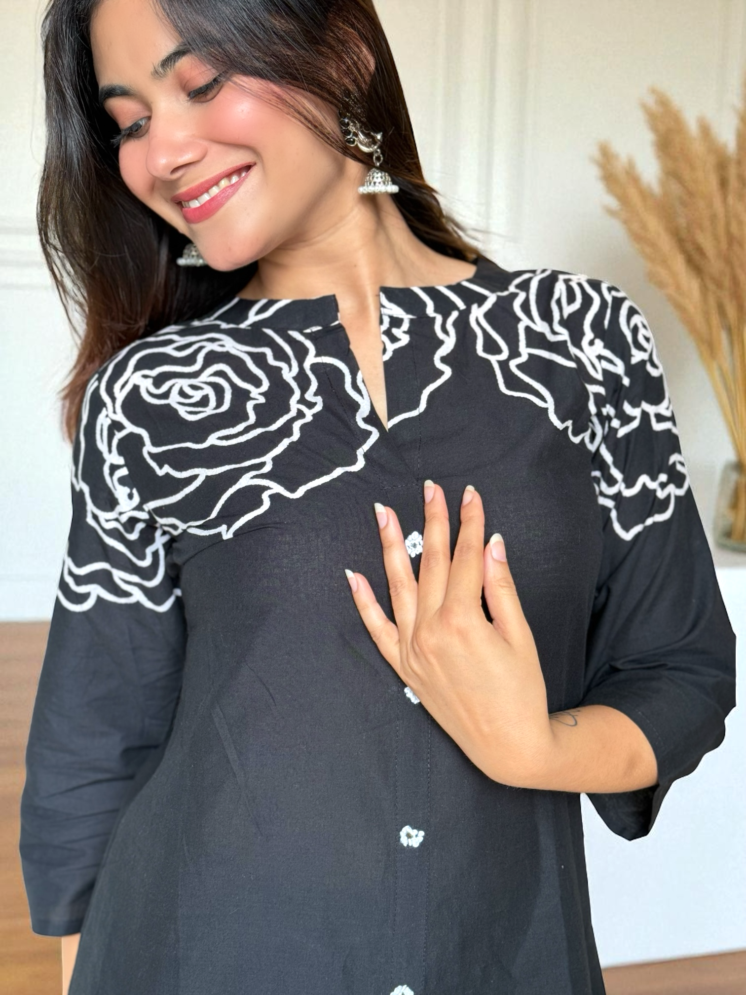 Black Printed Kurta Set