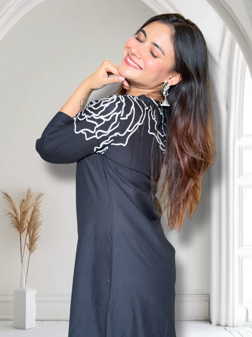 Black Printed Kurta Set