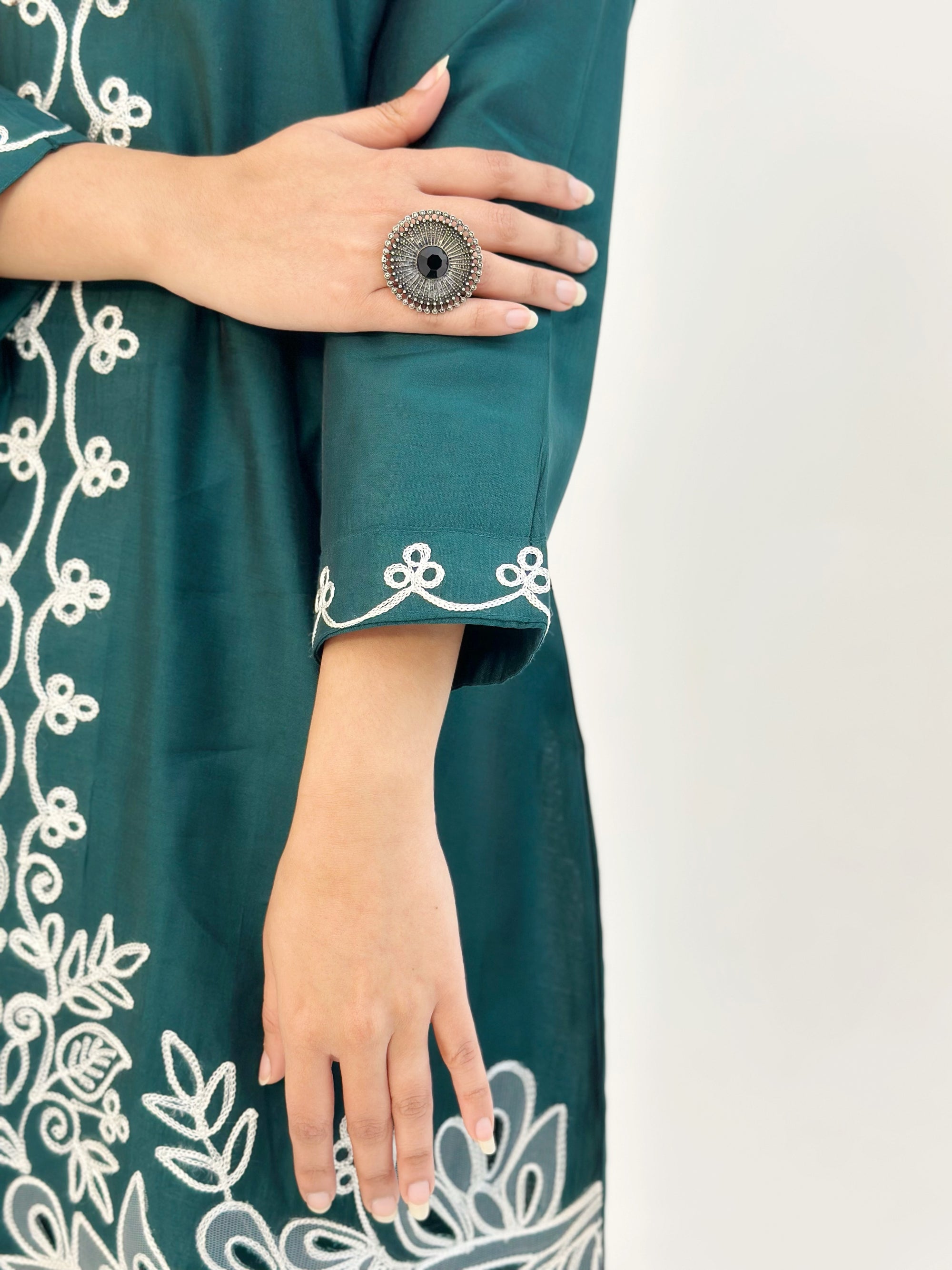 Bottle Green Roman Silk Co-ord Set