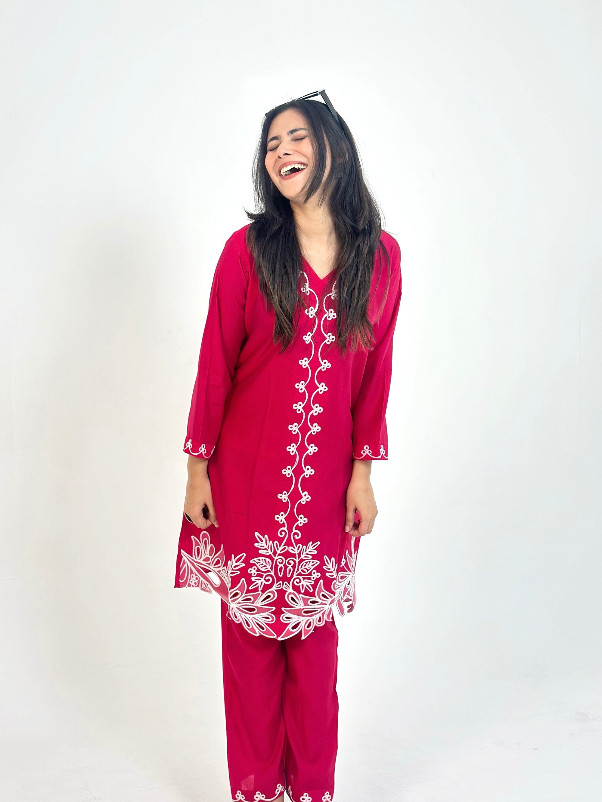 Magenta Pink Roman Silk Co-ord Set