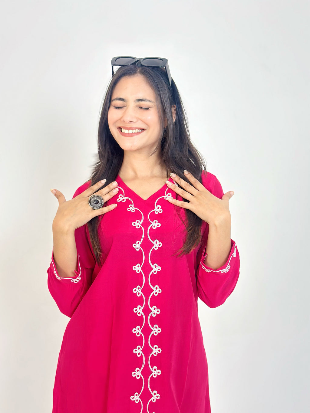 Magenta Pink Roman Silk Co-ord Set