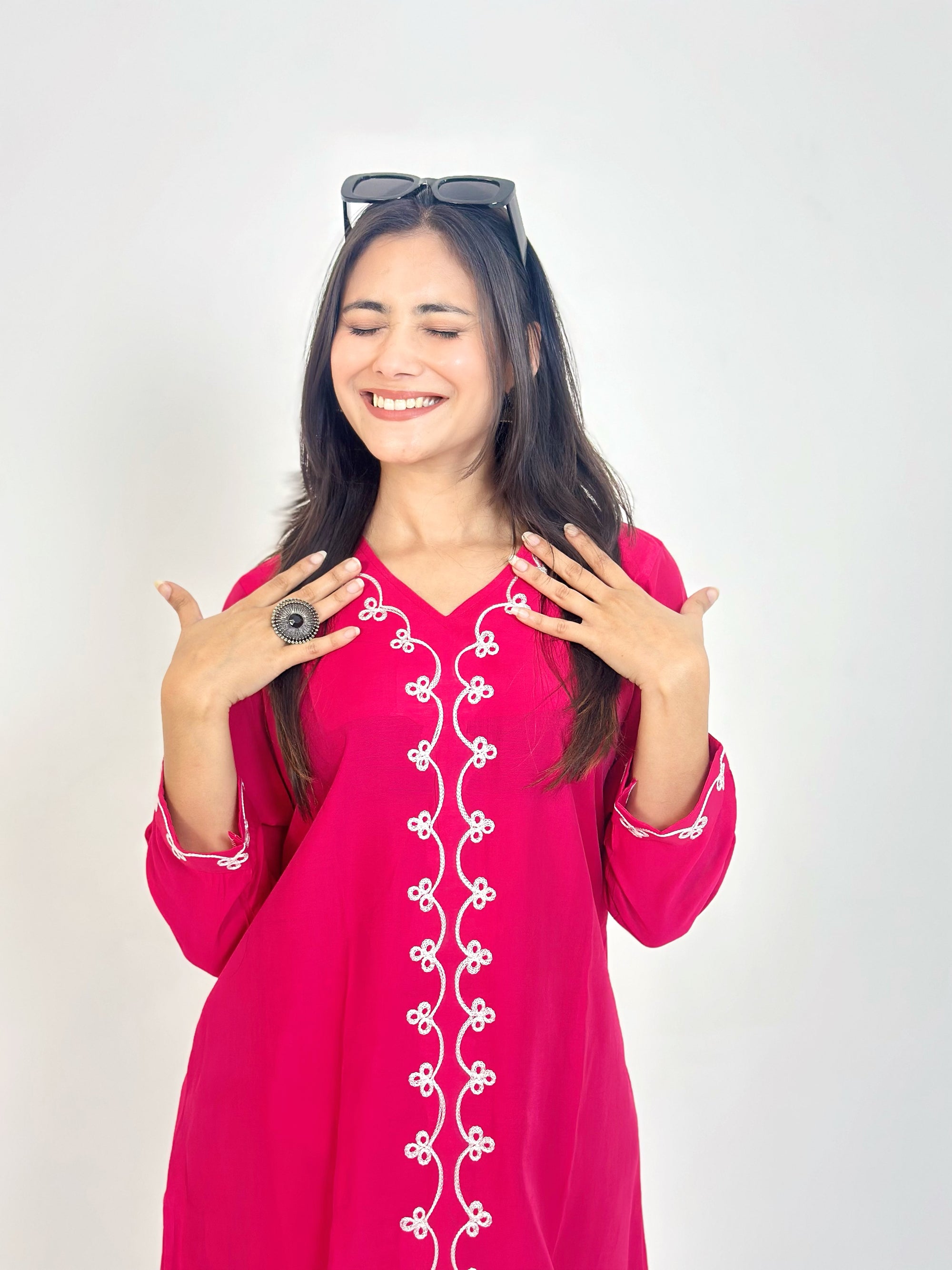 Magenta Pink Roman Silk Co-ord Set
