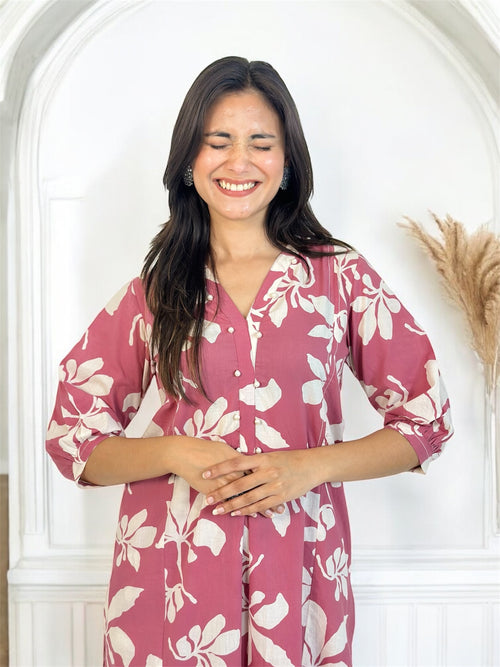Floral Pink Cotton Co-ord Set