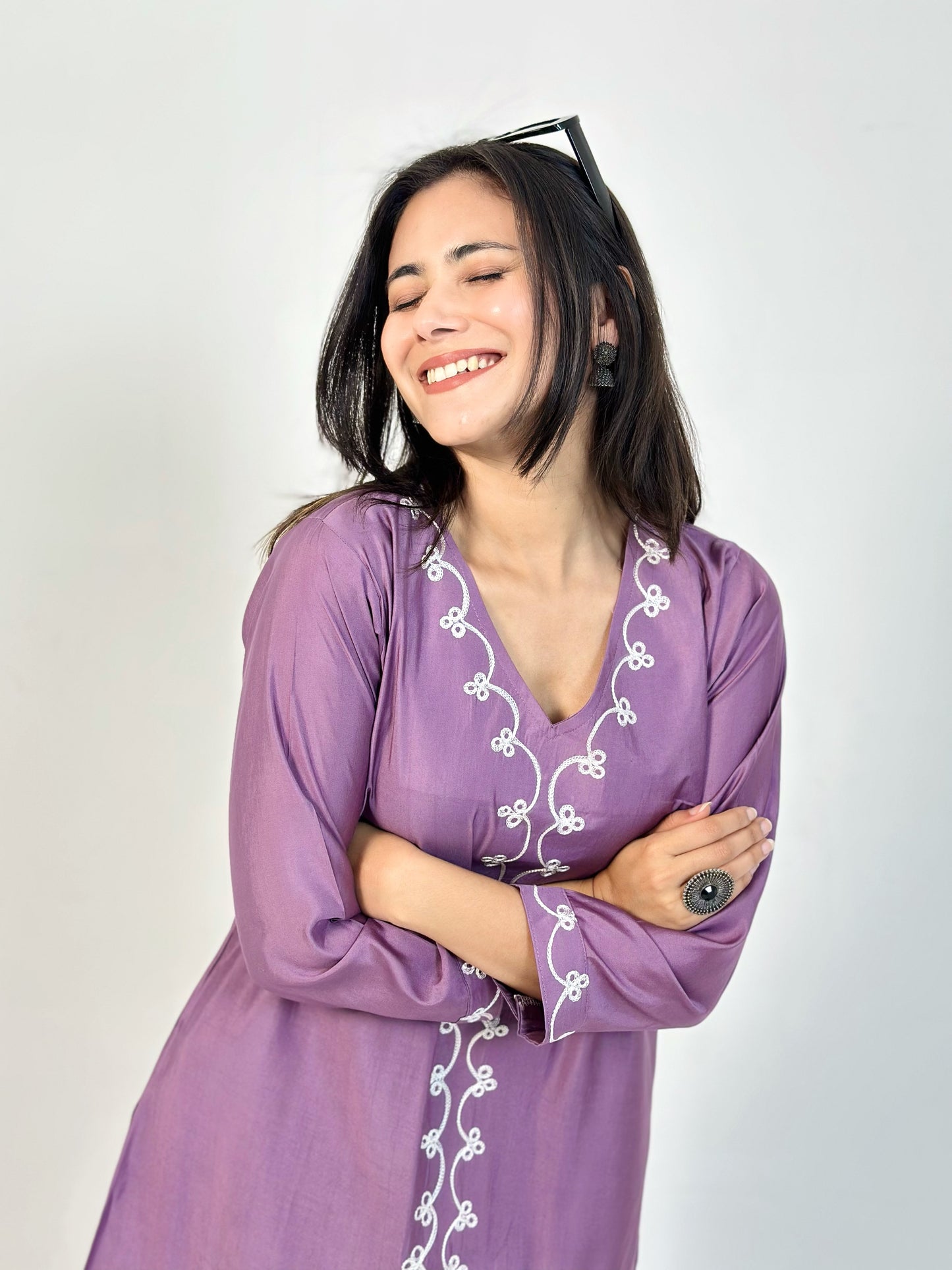 Lavender Purple Roman Silk Co-ord Set