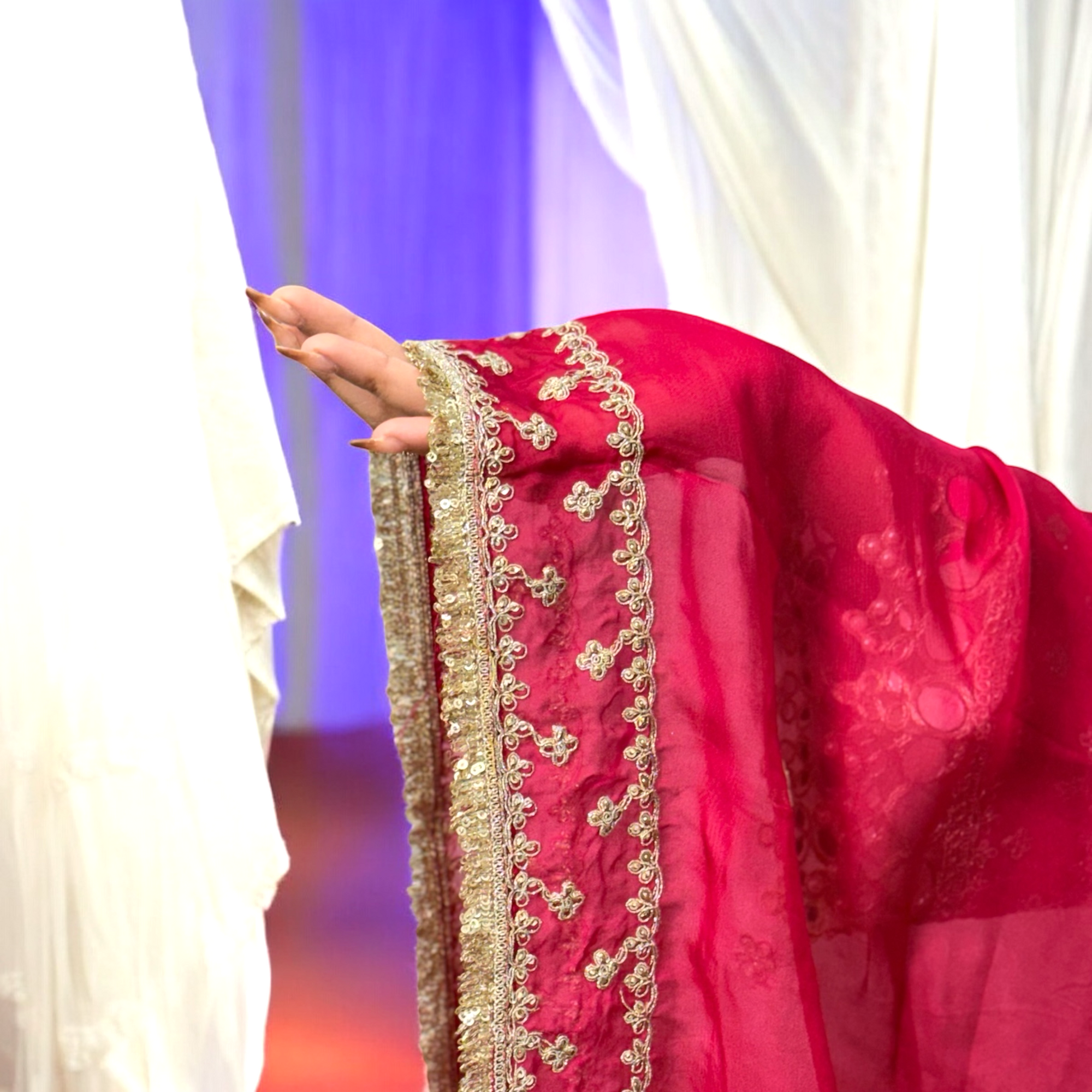 Off-White Chanderi Embroidered Suit with Dupatta