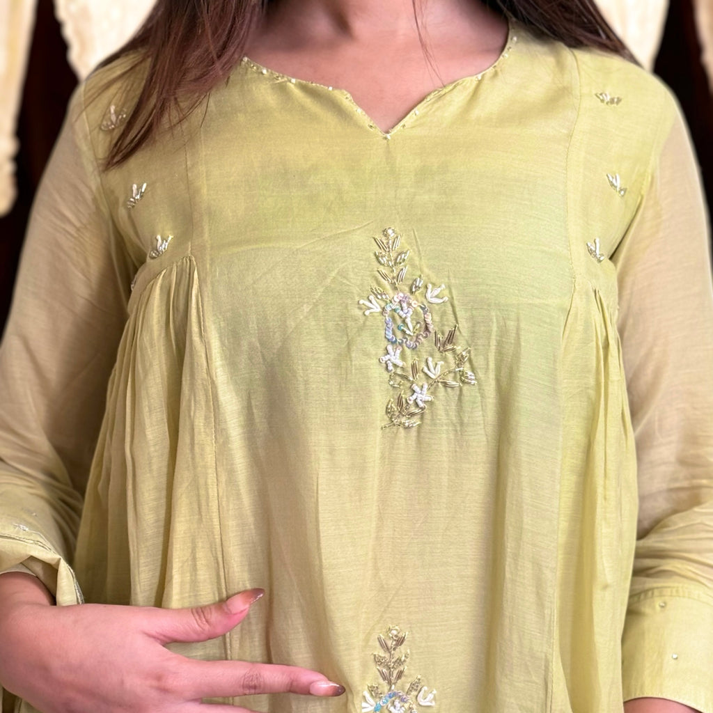 Mul Chanderi Suit Set with Dupatta